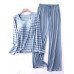 Women's Loungewear Sets 2 Pieces Stripe Fashion Casual Comfort Street Daily Date Polyester Breathable Crew Neck Long Sleeve Pant Summer Spring Black Pink