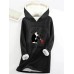 Women's Hoodie Sweatshirt Pullover Sherpa Fleece Lined Cat Letter Warm Funny Fuzzy Print Black Yellow Pink Casual Sports Hoodie Long Sleeve Top Micro-elastic Fall & Winter