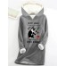 Women's Hoodie Sweatshirt Pullover Sherpa Fleece Lined Cat Letter Warm Funny Fuzzy Print Black Yellow Pink Casual Sports Hoodie Long Sleeve Top Micro-elastic Fall & Winter