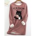 Women's Sweatshirt Pullover Sherpa Fleece Lined Cat Letter Warm Fuzzy Yellow Dark Pink Red Casual Sports Round Neck Long Sleeve Top Micro-elastic Fall & Winter