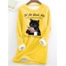 Women's Sweatshirt Pullover Sherpa Fleece Lined Cat Letter Warm Fuzzy Yellow Dark Pink Red Casual Sports Round Neck Long Sleeve Top Micro-elastic Fall & Winter