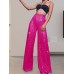 Women's Wide Leg Pants Trousers Sparkly Pants Full Length Sequins Micro-elastic High Waist Elegant Fashion Party Street claret M beige S M Summer Spring