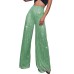 Women's Wide Leg Pants Trousers Sparkly Pants Full Length Sequins Micro-elastic High Waist Elegant Fashion Party Street claret M beige S M Summer Spring