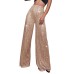 Women's Wide Leg Pants Trousers Sparkly Pants Full Length Sequins Micro-elastic High Waist Elegant Fashion Party Street claret M beige S M Summer Spring