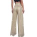 Women's Wide Leg Pants Trousers Sparkly Pants Full Length Sequins Micro-elastic High Waist Elegant Fashion Party Street claret M beige S M Summer Spring