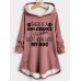 Women's Hoodie Sweatshirt Pullover Sherpa Fleece Lined Letter Warm Fuzzy Button Print Dark Pink Blue Gray Casual Sports Hoodie Long Sleeve Top Micro-elastic Fall & Winter