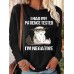 Women's T shirt Tee Cat Letter Black Pink Blue Print Long Sleeve Daily Weekend Fashion Round Neck Regular Fit Spring &Fall