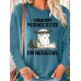 Women's T shirt Tee Cat Letter Black Pink Blue Print Long Sleeve Daily Weekend Fashion Round Neck Regular Fit Spring &Fall