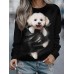 Women's Sweatshirt Pullover Dog Sportswear Funny Print Black Casual Sports Round Neck Long Sleeve Top Micro-elastic Fall & Winter