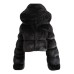 Women's Fur Coat Faux Fur Coat Hoodie Jacket Wedding Daily Outdoor clothing Fall Winter Short Coat Slim Casual Faux Leather Jacket Long Sleeve Solid Color Fur Light Pink Sapphire Navy