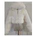 Women's Fur Coat Faux Fur Coat Hoodie Jacket Wedding Daily Outdoor clothing Fall Winter Short Coat Slim Casual Faux Leather Jacket Long Sleeve Solid Color Fur Light Pink Sapphire Navy