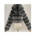 Women's Fur Coat Faux Fur Coat Hoodie Jacket Wedding Daily Outdoor clothing Fall Winter Short Coat Slim Casual Faux Leather Jacket Long Sleeve Solid Color Fur Light Pink Sapphire Navy