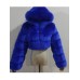 Women's Fur Coat Faux Fur Coat Hoodie Jacket Wedding Daily Outdoor clothing Fall Winter Short Coat Slim Casual Faux Leather Jacket Long Sleeve Solid Color Fur Light Pink Sapphire Navy