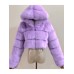 Women's Fur Coat Faux Fur Coat Hoodie Jacket Wedding Daily Outdoor clothing Fall Winter Short Coat Slim Casual Faux Leather Jacket Long Sleeve Solid Color Fur Light Pink Sapphire Navy