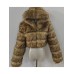 Women's Fur Coat Faux Fur Coat Hoodie Jacket Wedding Daily Outdoor clothing Fall Winter Short Coat Slim Casual Faux Leather Jacket Long Sleeve Solid Color Fur Light Pink Sapphire Navy