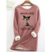 Women's Sweatshirt Pullover Sherpa Fleece Lined Cat Letter Warm Fuzzy Dark Pink Blue Gray Casual Sports Round Neck Long Sleeve Top Micro-elastic Fall & Winter