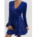 Women‘s Black Dress Velvet Dress Sequin DressA-Line Mini Dress Black Red Royal Blue Long Sleeve Plain Christmas Fall Winter Autumn V Neck Fashion Winter Dress Fall Dress Slim Black Cocktail Dress