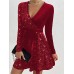 Women‘s Black Dress Velvet Dress Sequin DressA-Line Mini Dress Black Red Royal Blue Long Sleeve Plain Christmas Fall Winter Autumn V Neck Fashion Winter Dress Fall Dress Slim Black Cocktail Dress