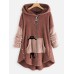 Women's Plus Size Teddy Coat Animal Casual Long Sleeve V Wire Regular Fall Winter Green Pink Dark Gray L XL XXL 3XL 4XL