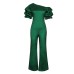 Women‘s Jumpsuit for Special Occasions Christmas High Waist Solid Color V Neck Wedding Elegant Party Xmas Prom Regular Fit Short Sleeve Puff Sleeve Fuchsia Green S M L SummerFall