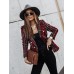 Women's Blazer Tweed Maillard Plaid Blazer Jacket Spring Business Office Jacket Fall Winter Double Breasted Jacket Red Brown