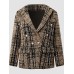 Women's Blazer Tweed Maillard Plaid Blazer Jacket Spring Business Office Jacket Fall Winter Double Breasted Jacket Red Brown