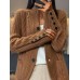 Women's Cardigan Sweater V Neck Cable Knit Polyester Button Pocket Fall Winter Short Daily Going out Weekend Stylish Casual Soft Long Sleeve Solid Color White Camel Brown S M L