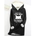 Women's Hoodie Sweatshirt Pullover Sherpa Fleece Lined Cat Letter Warm Fuzzy Print Black Pink Dark Pink Casual Sports Hoodie Long Sleeve Top Micro-elastic Fall & Winter