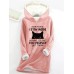 Women's Hoodie Sweatshirt Pullover Sherpa Fleece Lined Cat Letter Warm Fuzzy Print Black Pink Dark Pink Casual Sports Hoodie Long Sleeve Top Micro-elastic Fall & Winter