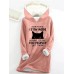 Women's Hoodie Sweatshirt Pullover Sherpa Fleece Lined Cat Letter Warm Fuzzy Print Black Pink Dark Pink Casual Sports Hoodie Long Sleeve Top Micro-elastic Fall & Winter