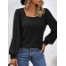 Women's T shirt Tee Plain Black Pink Wine Long Sleeve Daily Weekend Fashion Square Neck Regular Fit Fall & Winter