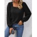 Women's T shirt Tee Plain Black Pink Wine Long Sleeve Daily Weekend Fashion Square Neck Regular Fit Fall & Winter