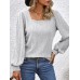 Women's T shirt Tee Plain Black Pink Wine Long Sleeve Daily Weekend Fashion Square Neck Regular Fit Fall & Winter