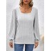 Women's T shirt Tee Plain Black Pink Wine Long Sleeve Daily Weekend Fashion Square Neck Regular Fit Fall & Winter