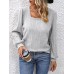 Women's T shirt Tee Plain Black Pink Wine Long Sleeve Daily Weekend Fashion Square Neck Regular Fit Fall & Winter