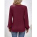 Women's T shirt Tee Plain Black Pink Wine Long Sleeve Daily Weekend Fashion Square Neck Regular Fit Fall & Winter