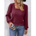 Women's T shirt Tee Plain Black Pink Wine Long Sleeve Daily Weekend Fashion Square Neck Regular Fit Fall & Winter