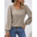 Women's T shirt Tee Plain Black Pink Wine Long Sleeve Daily Weekend Fashion Square Neck Regular Fit Fall & Winter