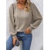 Women's T shirt Tee Plain Black Pink Wine Long Sleeve Daily Weekend Fashion Square Neck Regular Fit Fall & Winter