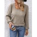 Women's T shirt Tee Plain Black Pink Wine Long Sleeve Daily Weekend Fashion Square Neck Regular Fit Fall & Winter