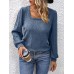 Women's T shirt Tee Plain Black Pink Wine Long Sleeve Daily Weekend Fashion Square Neck Regular Fit Fall & Winter