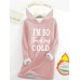 Women's Hoodie Sweatshirt Pullover Sherpa Fleece Lined Letter Warm Fuzzy Print Black Pink Dark Pink Casual Sports Hoodie Long Sleeve Top Micro-elastic Fall & Winter