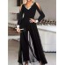 Jumpsuits for Women Sequin Dressy Overlay Solid Color V Neck Formal Party Weekend Straight Regular Fit Strap Black S M L Winter