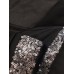 Jumpsuits for Women Sequin Dressy Overlay Solid Color V Neck Formal Party Weekend Straight Regular Fit Strap Black S M L Winter