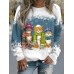 Women's Pullover Christmas Sweatshirt Cat Snowflake Sportswear Festival Light Green Dark Pink Navy Blue Casual Round Neck Long Sleeve Top Micro-elastic Fall & Winter