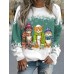 Women's Pullover Christmas Sweatshirt Cat Snowflake Sportswear Festival Light Green Dark Pink Navy Blue Casual Round Neck Long Sleeve Top Micro-elastic Fall & Winter