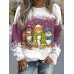 Women's Pullover Christmas Sweatshirt Cat Snowflake Sportswear Festival Light Green Dark Pink Navy Blue Casual Round Neck Long Sleeve Top Micro-elastic Fall & Winter