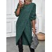 Women's Sweater Dress Knit Dress Jumper Dress Midi Dress Knitwear Warm Fashion Plain Outdoor Daily Going out Crew Neck Long Sleeve 2023 Regular Fit Black Wine Green S M L XL XXL 3XL