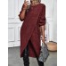 Women's Sweater Dress Knit Dress Jumper Dress Midi Dress Knitwear Warm Fashion Plain Outdoor Daily Going out Crew Neck Long Sleeve 2023 Regular Fit Black Wine Green S M L XL XXL 3XL