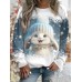 Women's Sweatshirt Pullover Rabbit Sportswear Festival Print Black Blue Dark Green Casual Sports Round Neck Long Sleeve Top Micro-elastic Fall & Winter